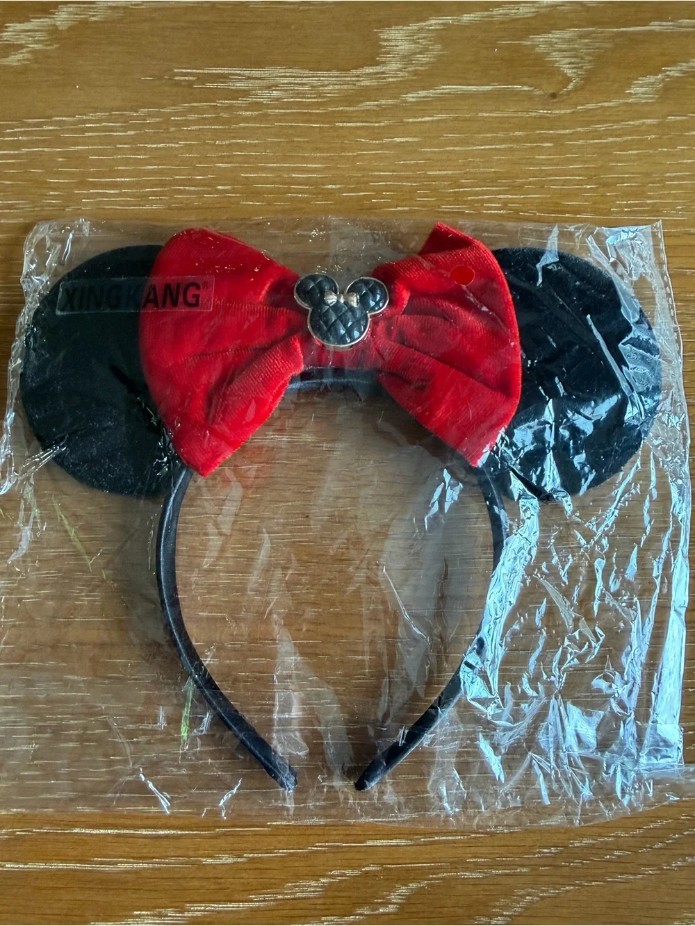 Black Ear Headband with Red Velvet Bow for Kids
